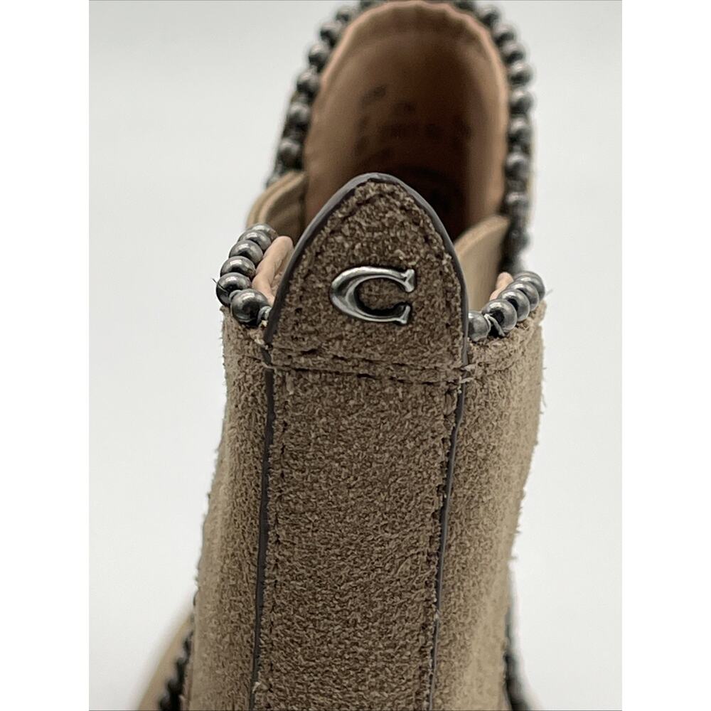 Coach Bowery Bead Suede Chelsea Ankle Boots Beige Tan Size 6B - Picture 5 of 12